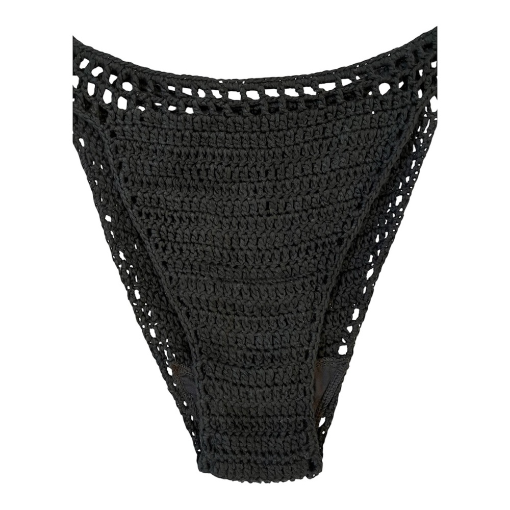 Black Crochet Two-Piece String Bikini Set size S/M - Picture 3 of 6